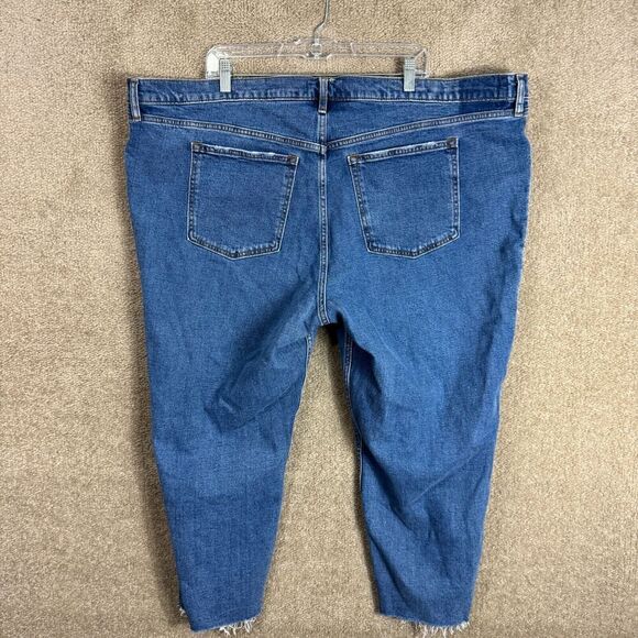 Abercrombie & Fitch Mom Jeans Womens Plus 37 Short Blue High Rise Raw Hem‎ NEW - Picture 9 of 14